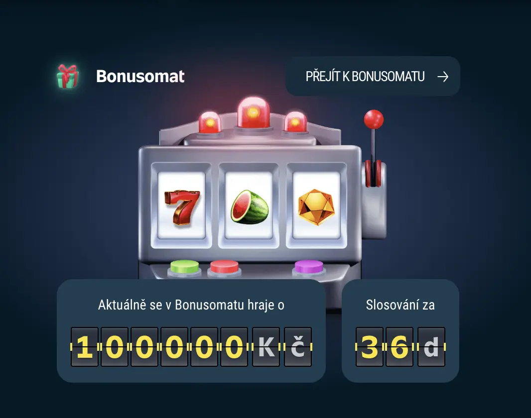 Bonusomat – Hrajte o 1 000 000 Kč, slosování za 36 dní Výherní automat Bonusomat s jackpotem 1 000 000 Kč a odpočtem do slosování